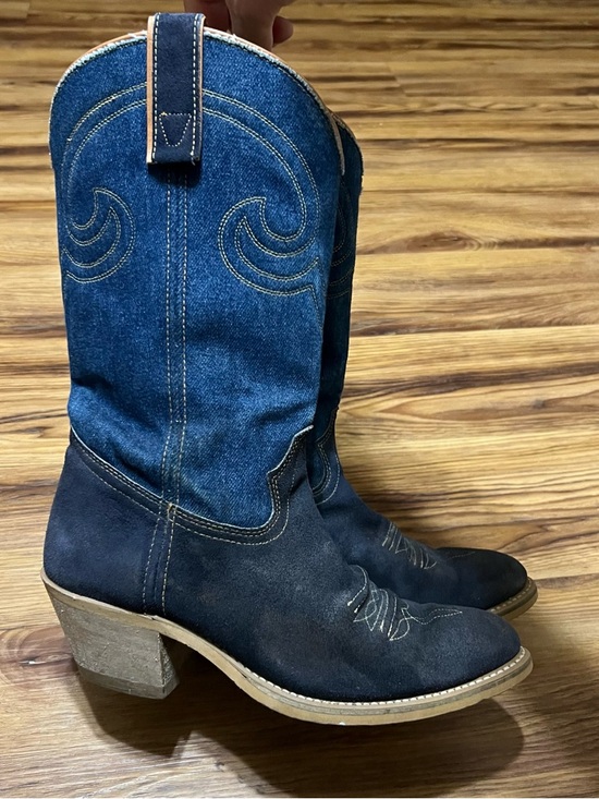 texas all American made Other - Men's Dark Blue Denim & Suede Western Boots